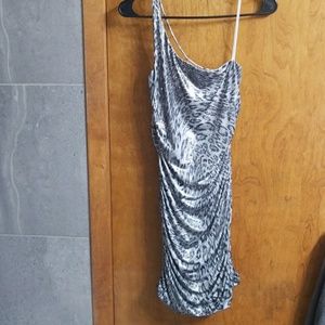 Rouched, animal print, mini dress